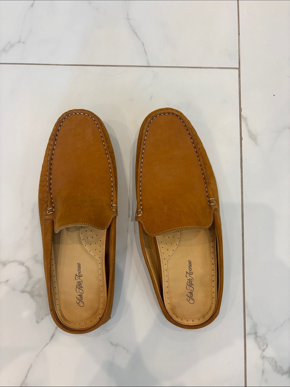 Saks Fifth Avenue Tan Suede Slip-On Moccasin Loafers